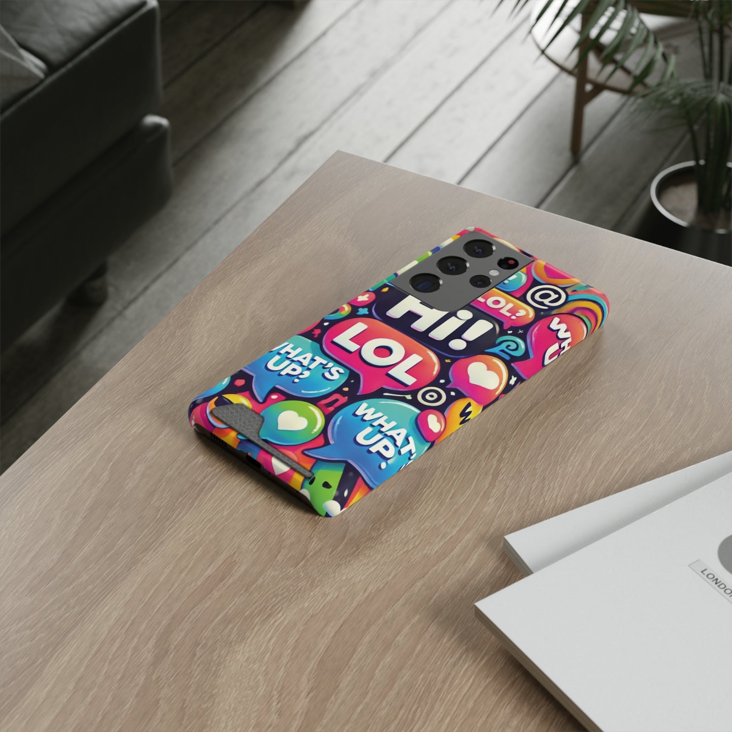"Text Bubbles" - Phone Case With Card Holder - Creatively Designed Shop