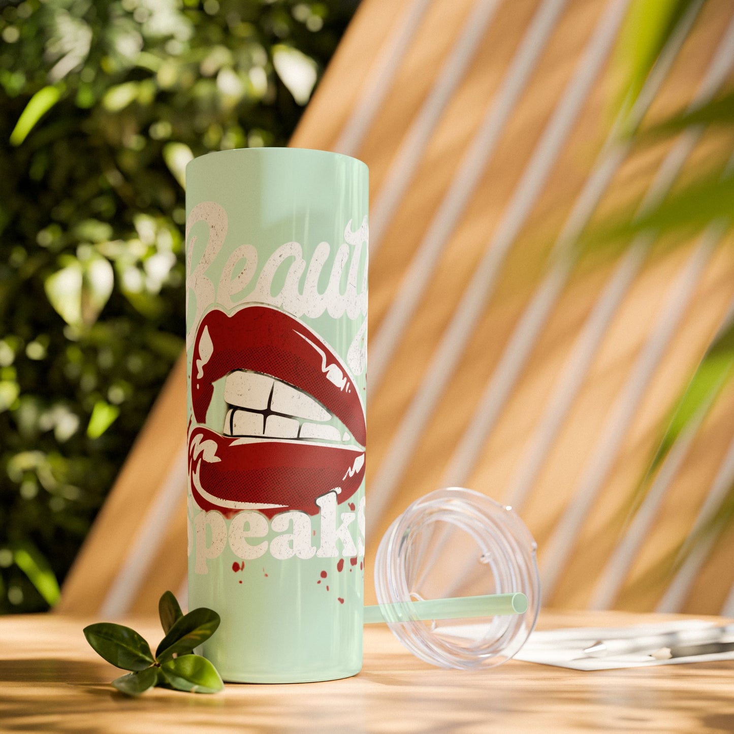 Beauty Speaks - Skinny Tumbler with Straw, 20oz - Creatively Designed Shop