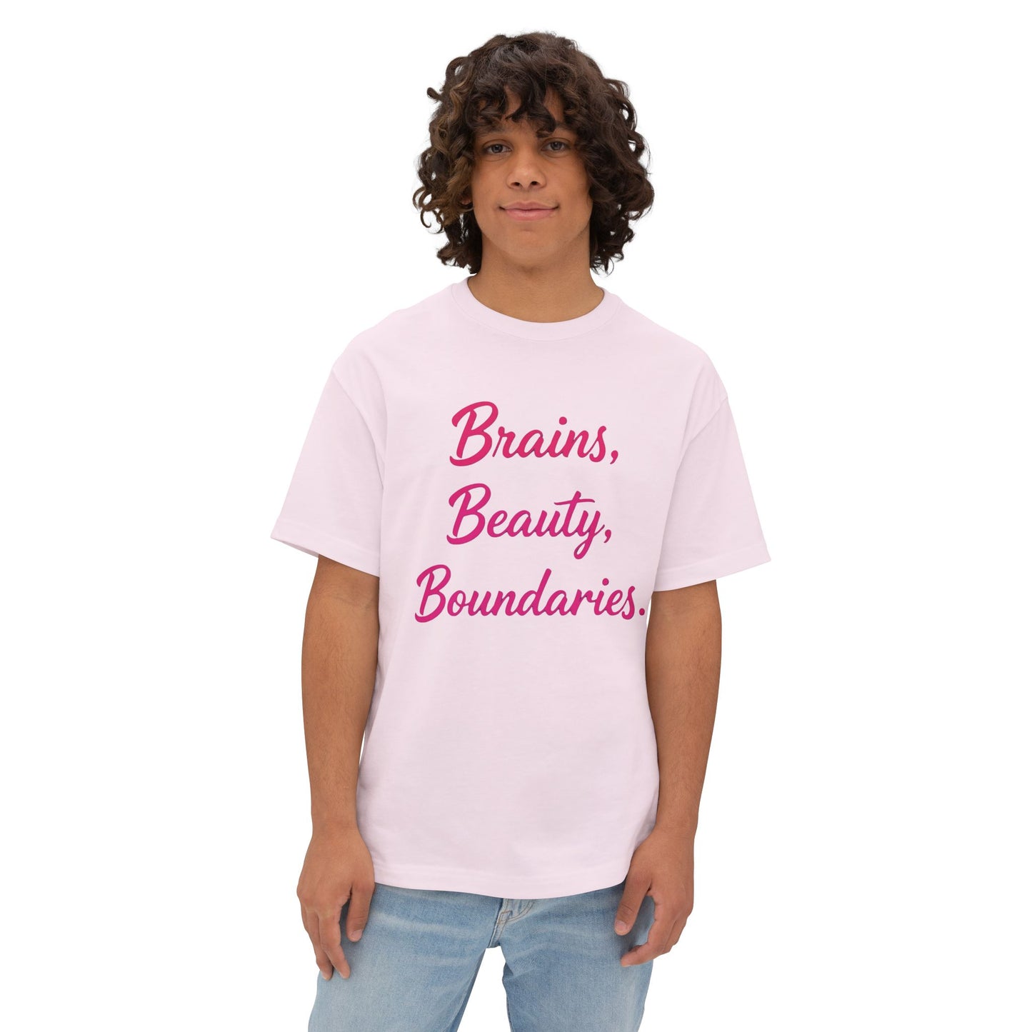 Brains, Beauty, Boundaries - Unisex Oversized Boxy Tee
