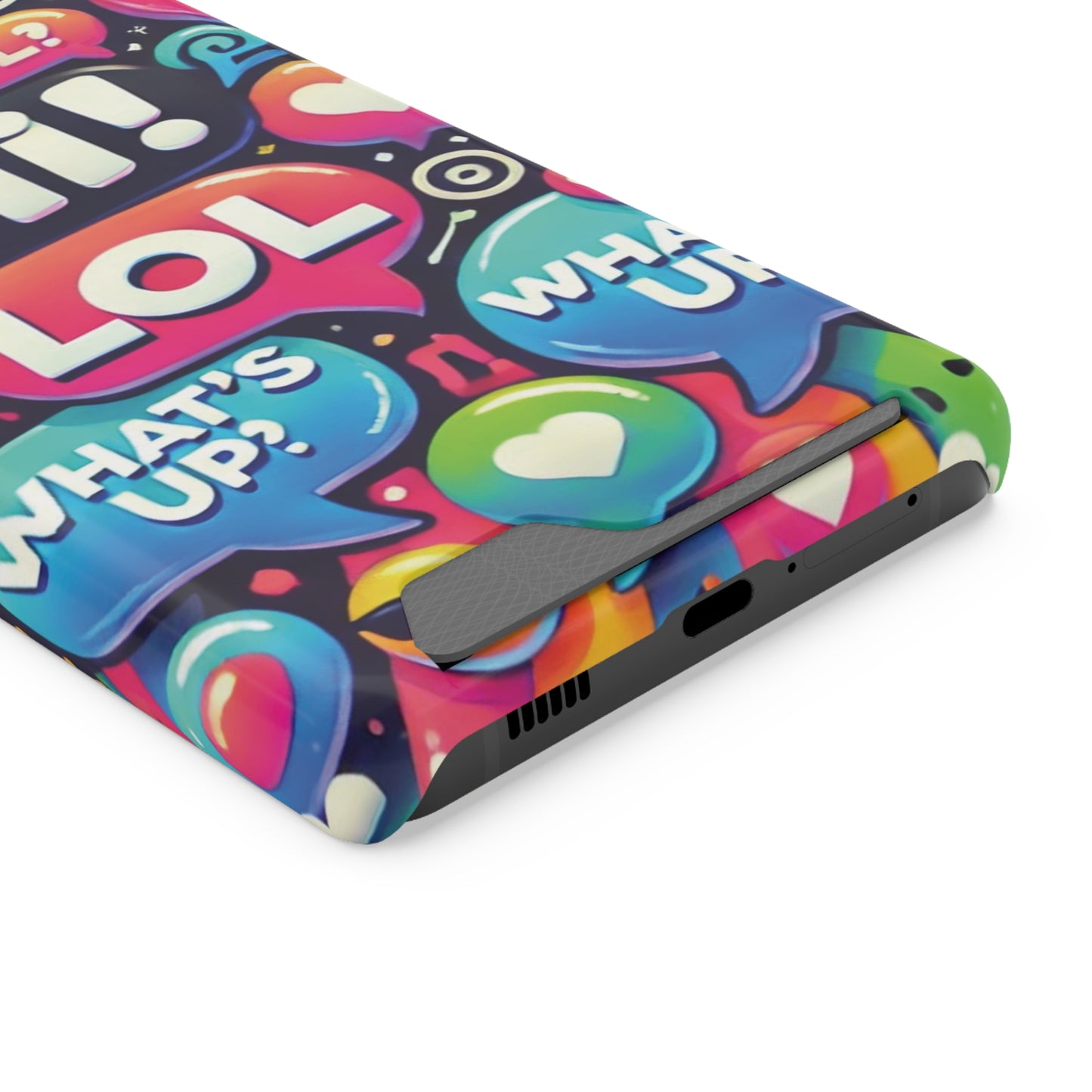 "Text Bubbles" - Phone Case With Card Holder - Creatively Designed Shop