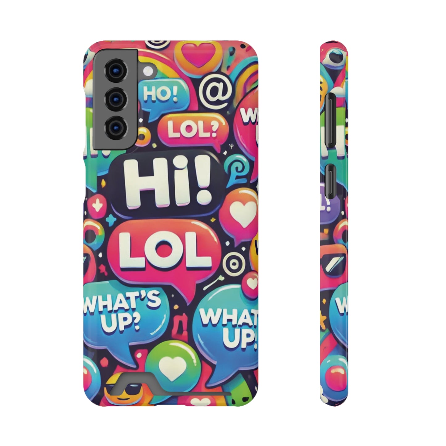 "Text Bubbles" - Phone Case With Card Holder - Creatively Designed Shop