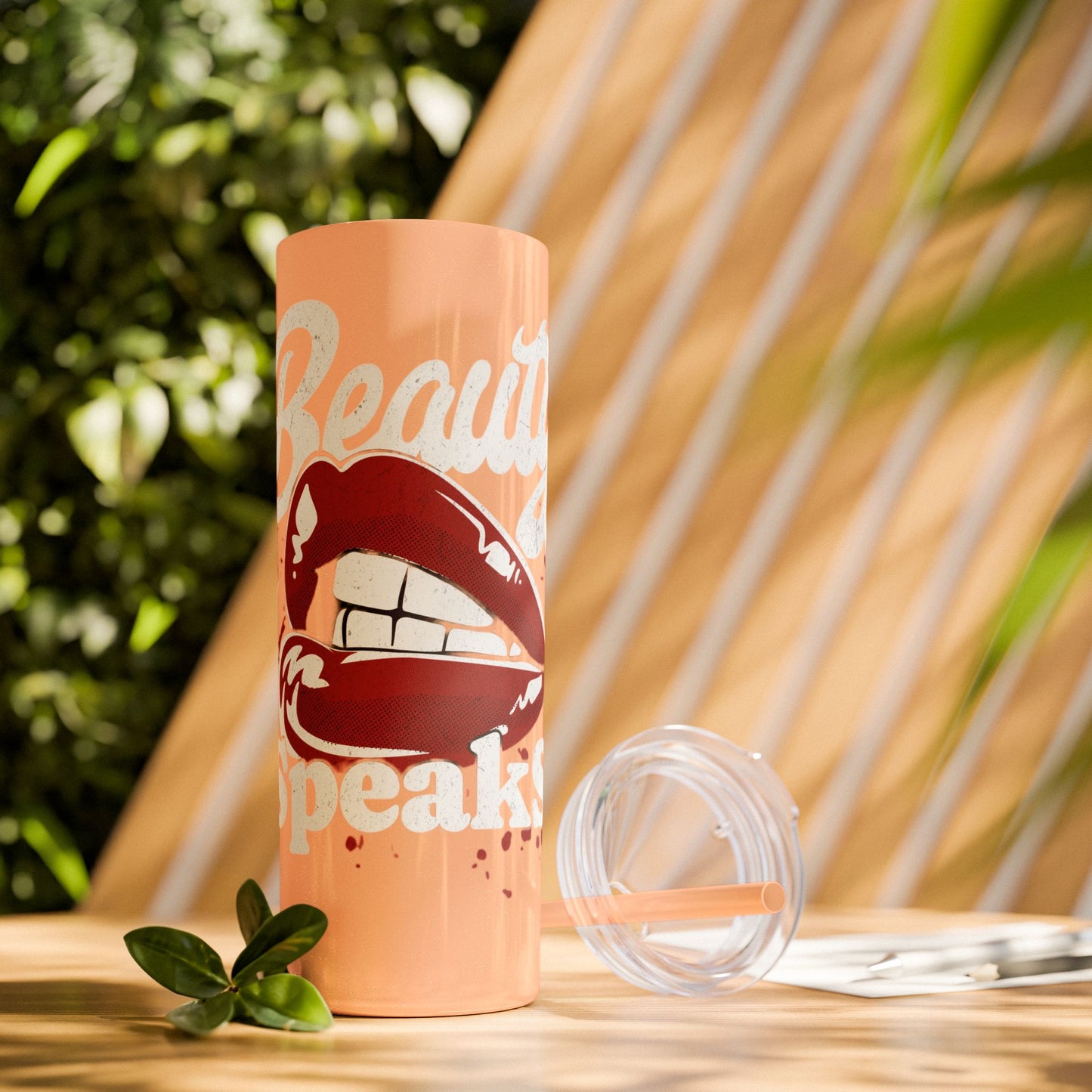 Beauty Speaks - Skinny Tumbler with Straw, 20oz - Creatively Designed Shop