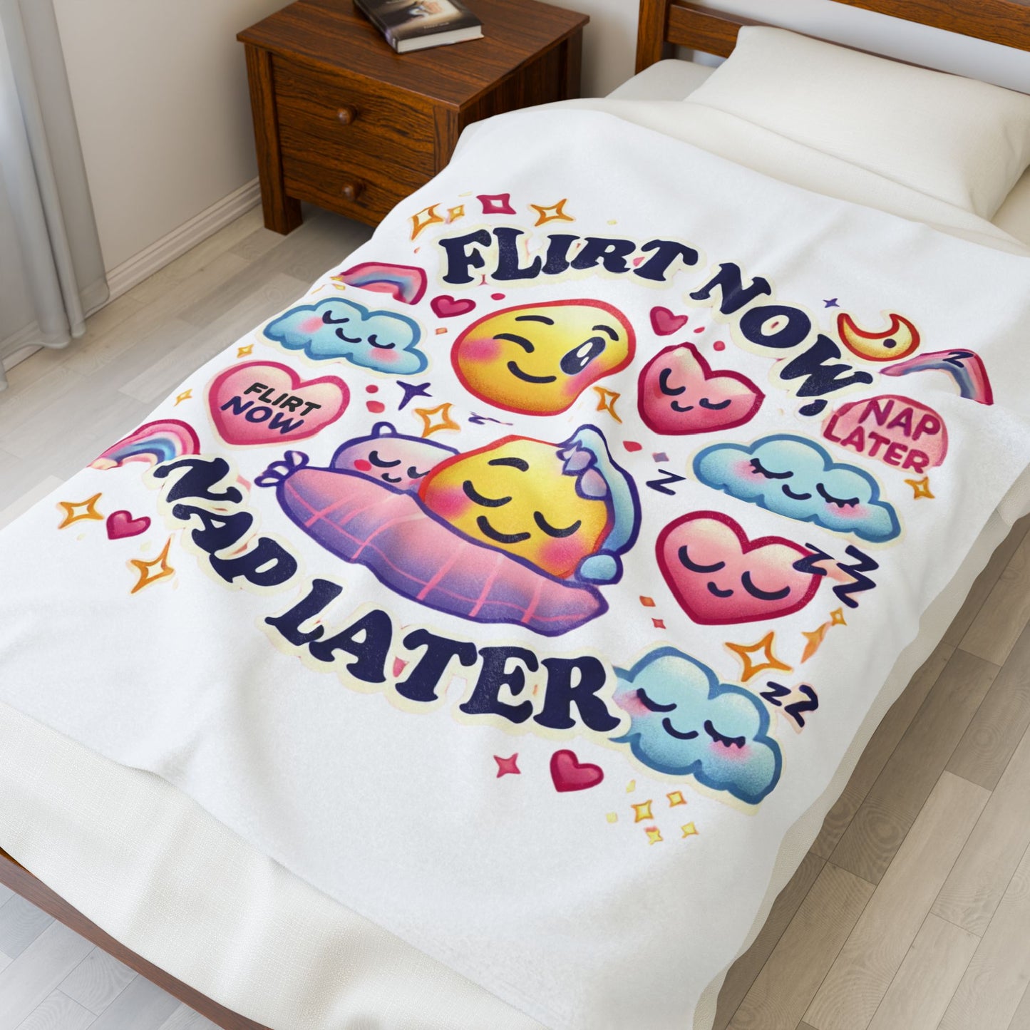 Flirt Now, Nap Later - Velveteen Plush Blanket