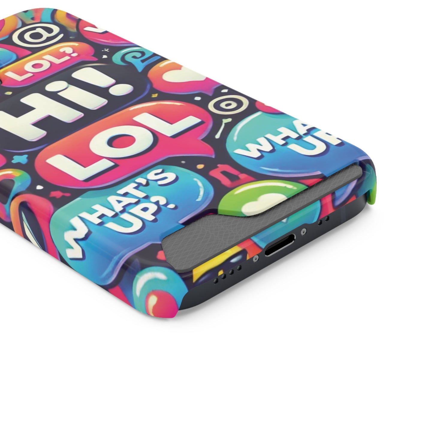 "Text Bubbles" - Phone Case With Card Holder - Creatively Designed Shop