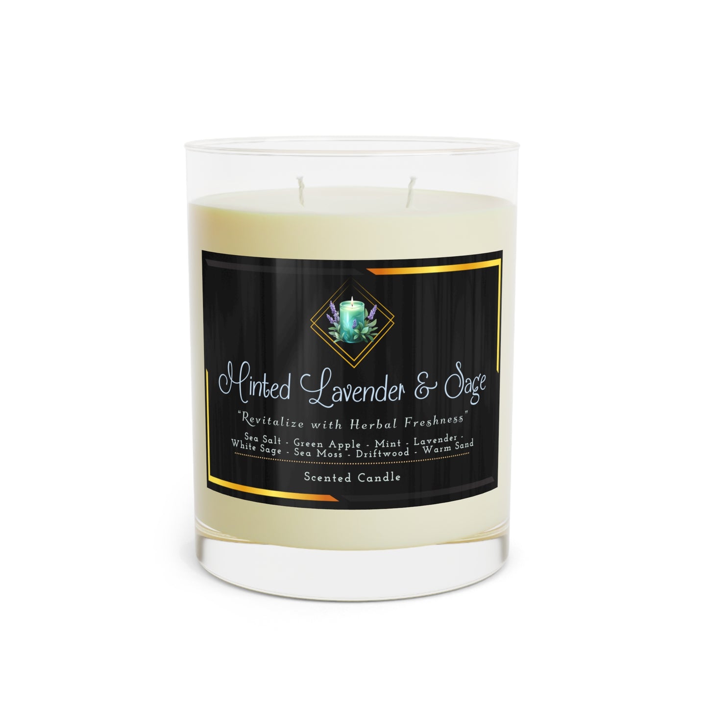 Minted Lavender & Sage - Scented Candle - Full Glass, 11oz - Creatively Designed Shop