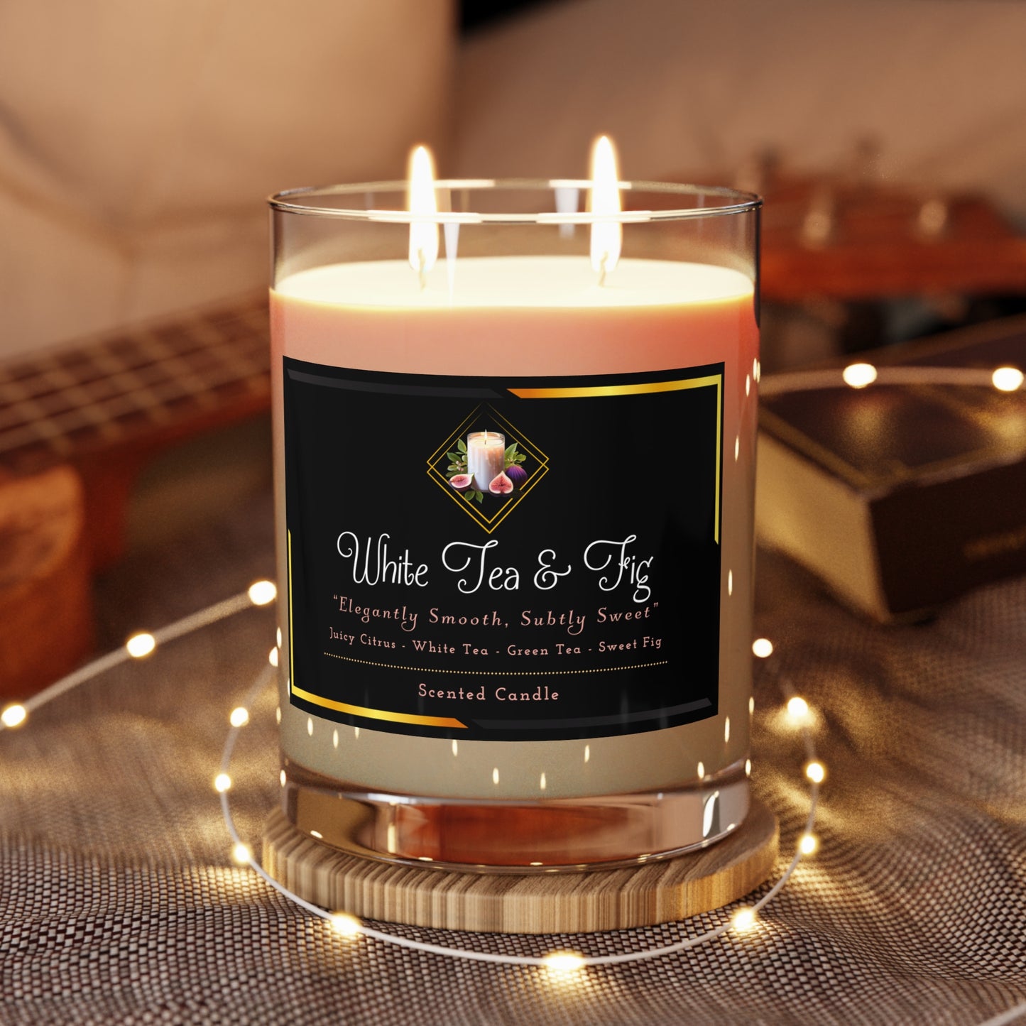 White Tea & Fig - Scented Candle - Full Glass, 11oz