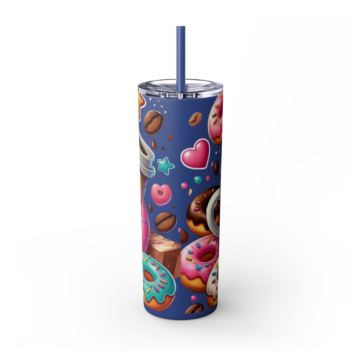 Coffee & Donuts - Skinny Tumbler with Straw, 20oz - Creatively Designed Shop