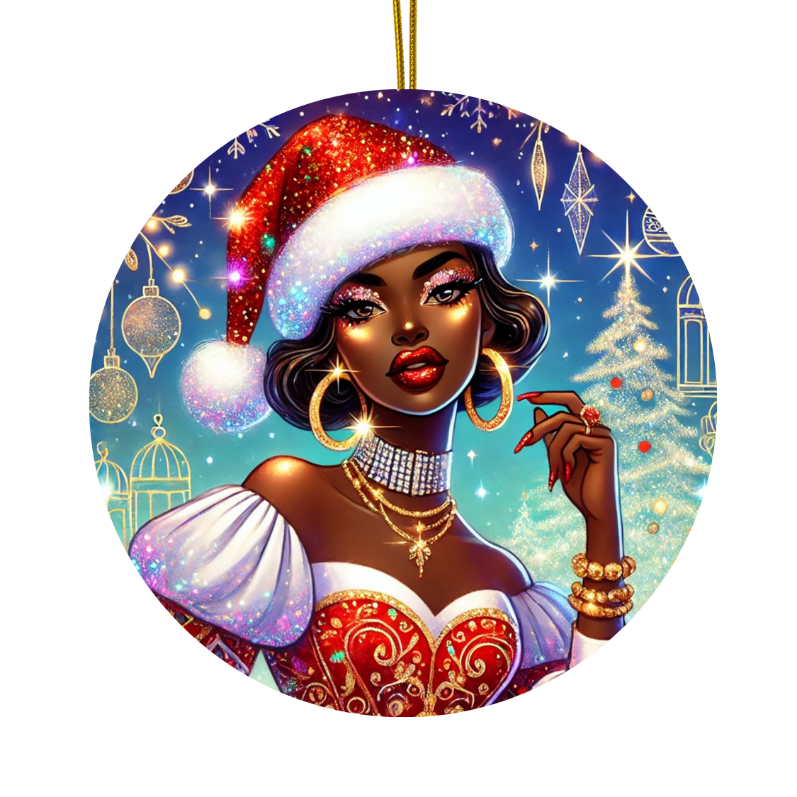 Christmas Beauty (Cultural) - Ceramic Decoration Ornament, (1pc) - Creatively Designed Shop