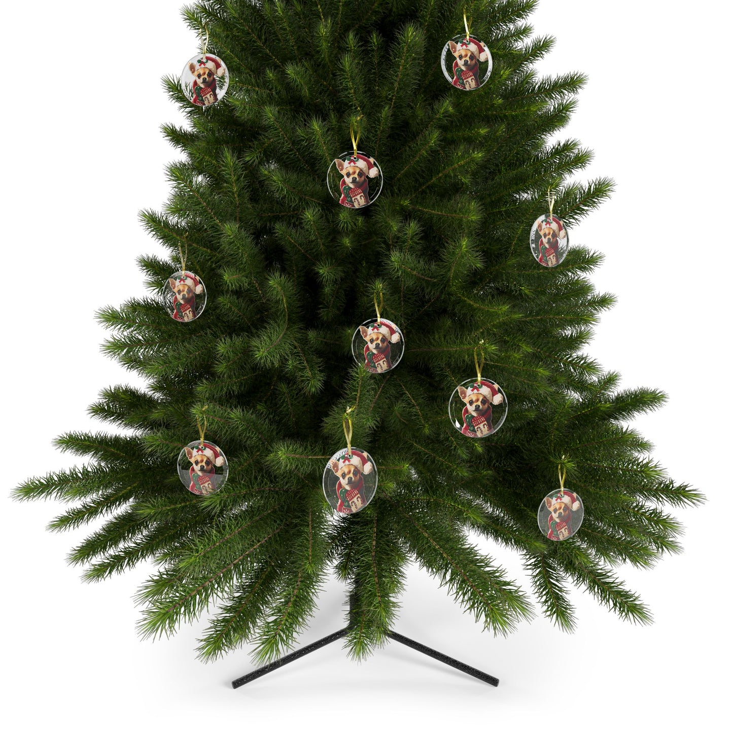 Merry Chihuahua Christmas - Glass Ornaments - Creatively Designed Shop