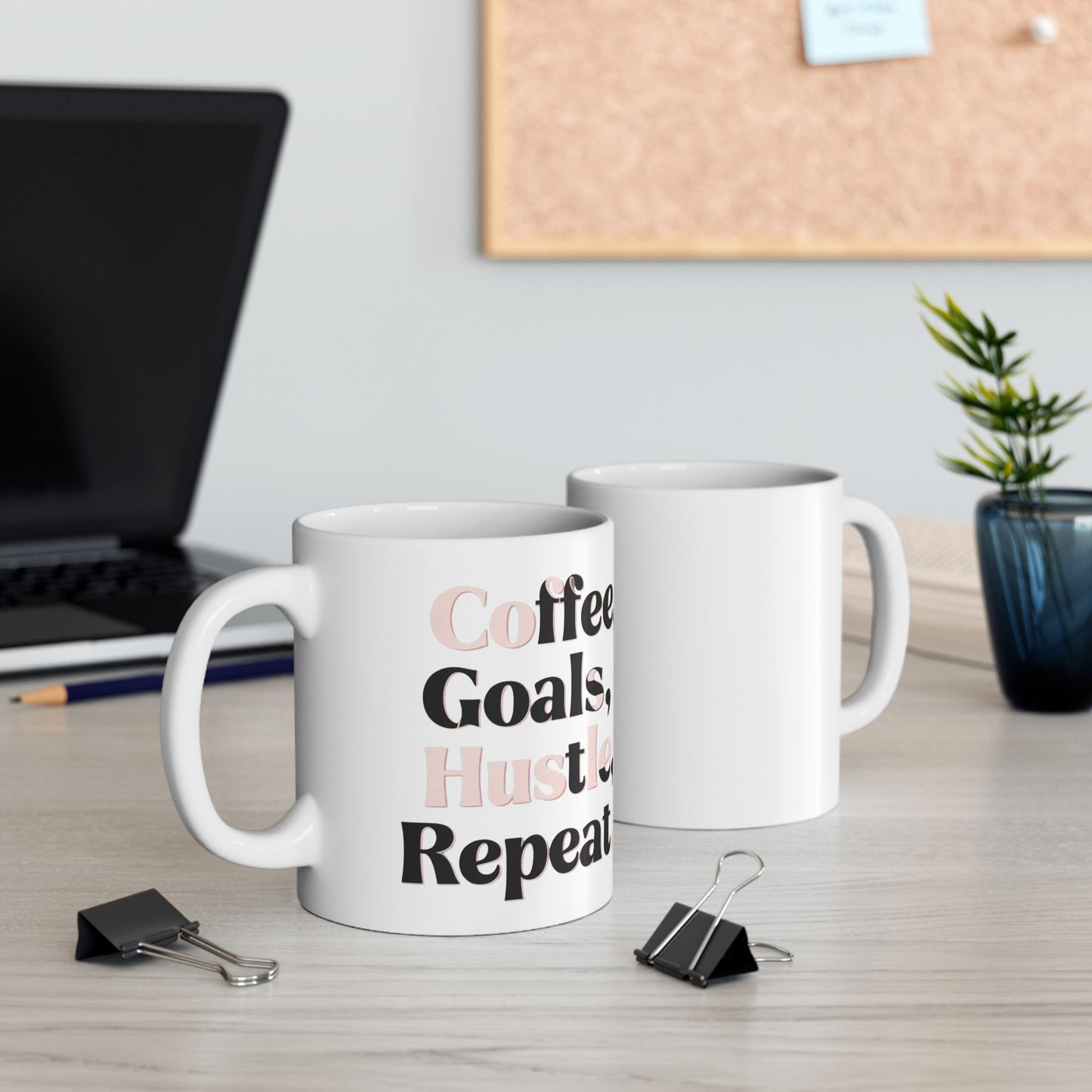 Coffee, Goals, Hustle, Repeat - Ceramic Mug (11oz & 15oz) - Creatively Designed Shop