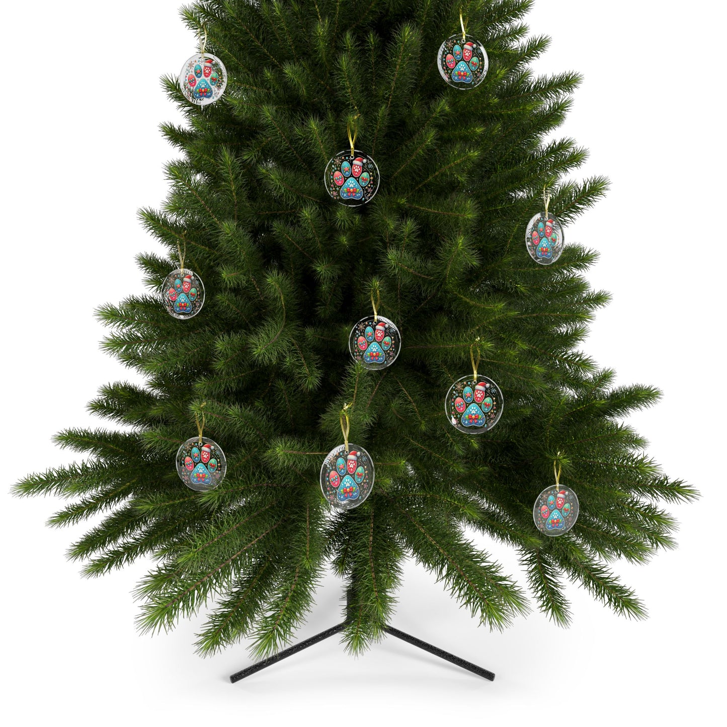 Festive Paw Print - Glass Ornaments - Creatively Designed Shop