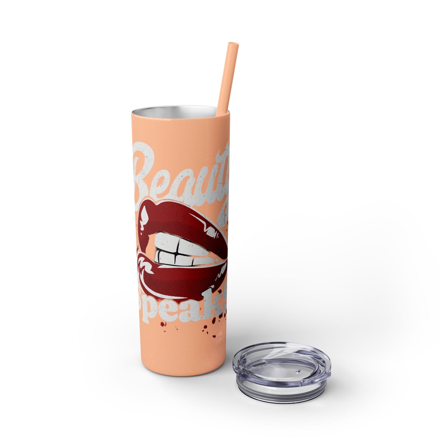 Beauty Speaks - Skinny Tumbler with Straw, 20oz - Creatively Designed Shop