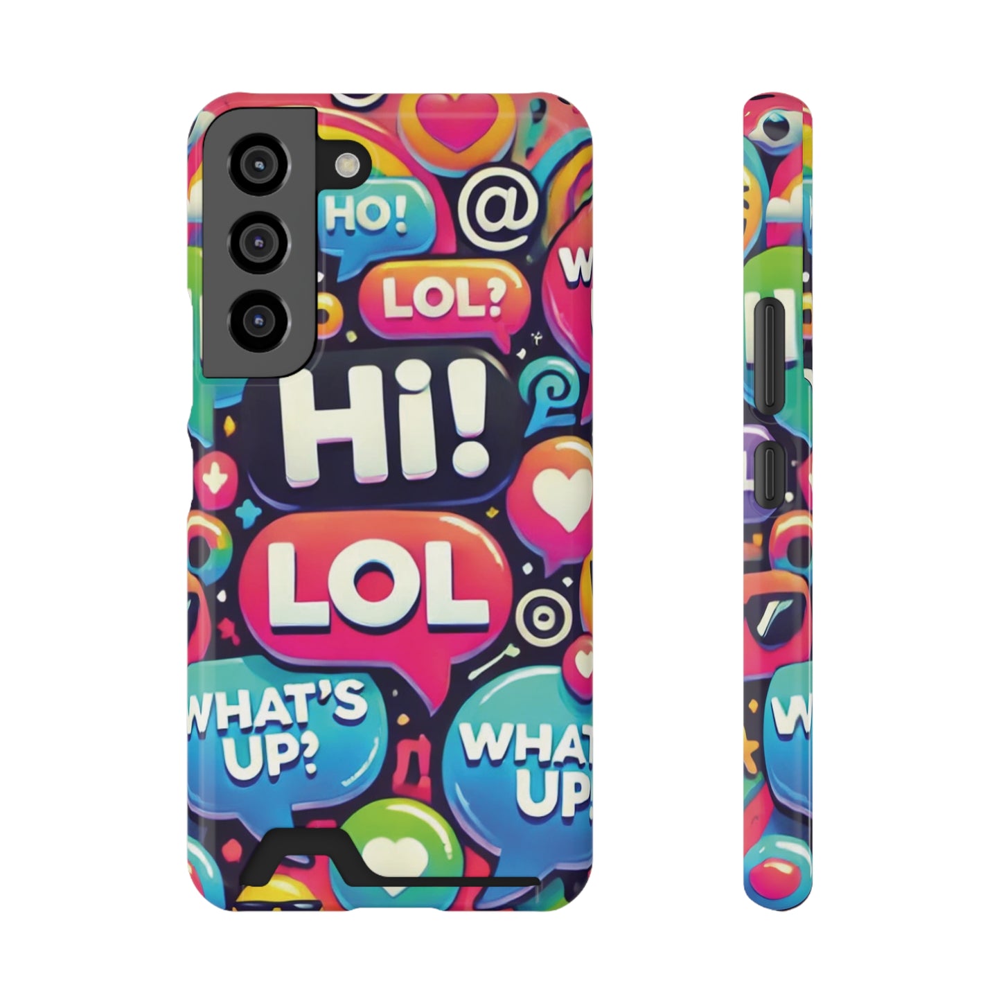 "Text Bubbles" - Phone Case With Card Holder - Creatively Designed Shop