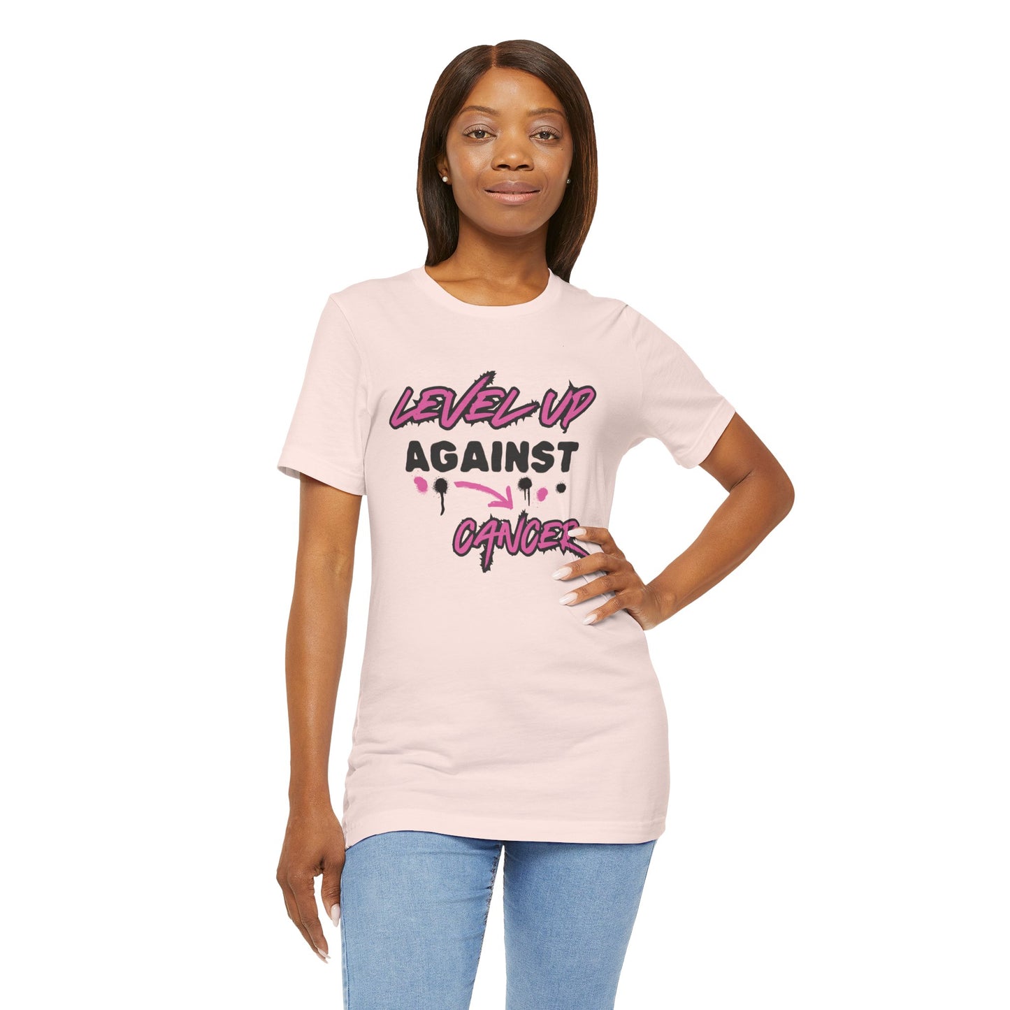 Level Up Against Cancer - Unisex Jersey Short Sleeve Tee