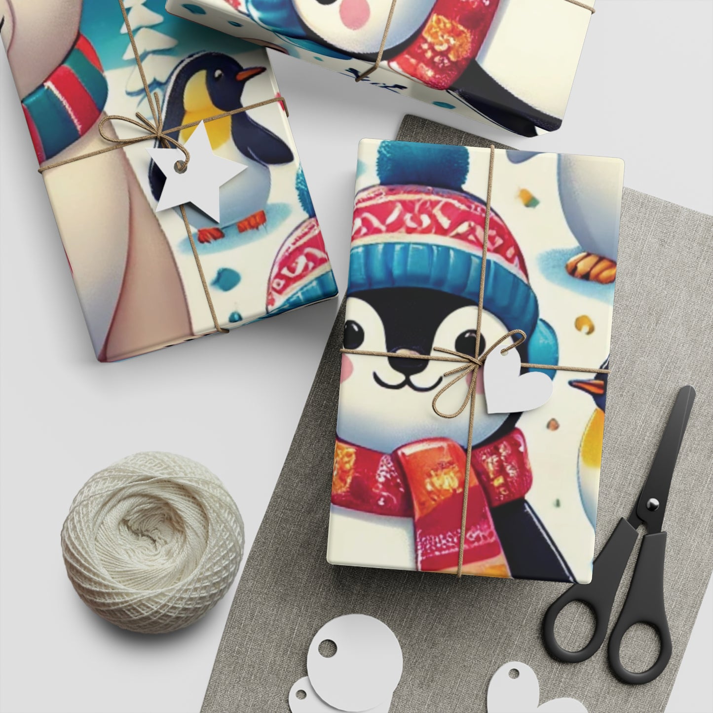 Penguins & Polar Bears - Gift Wrapping Paper Sheets, 1pc - Creatively Designed Shop