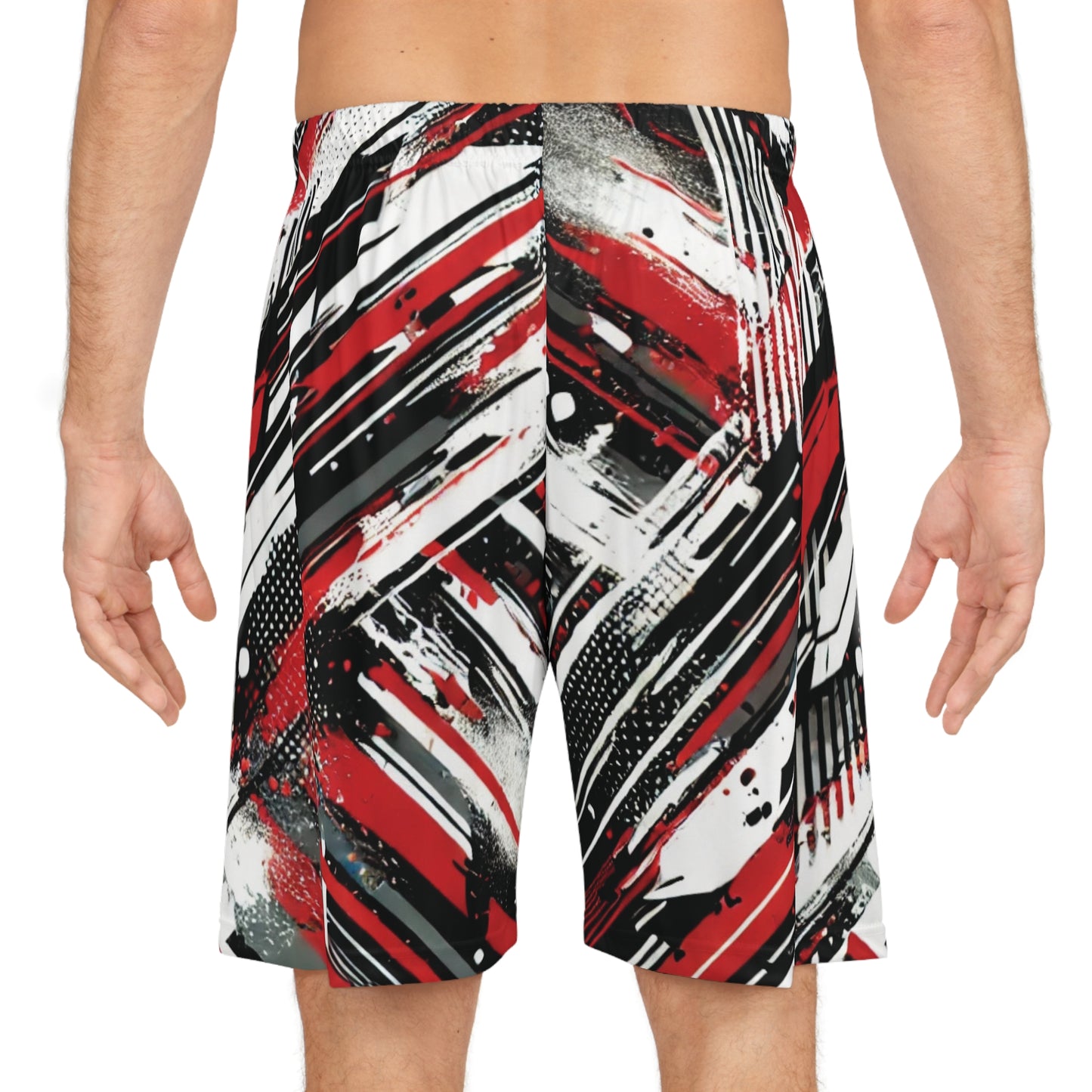 Red, Black & White - Basketball Shorts (AOP) - Creatively Designed Shop