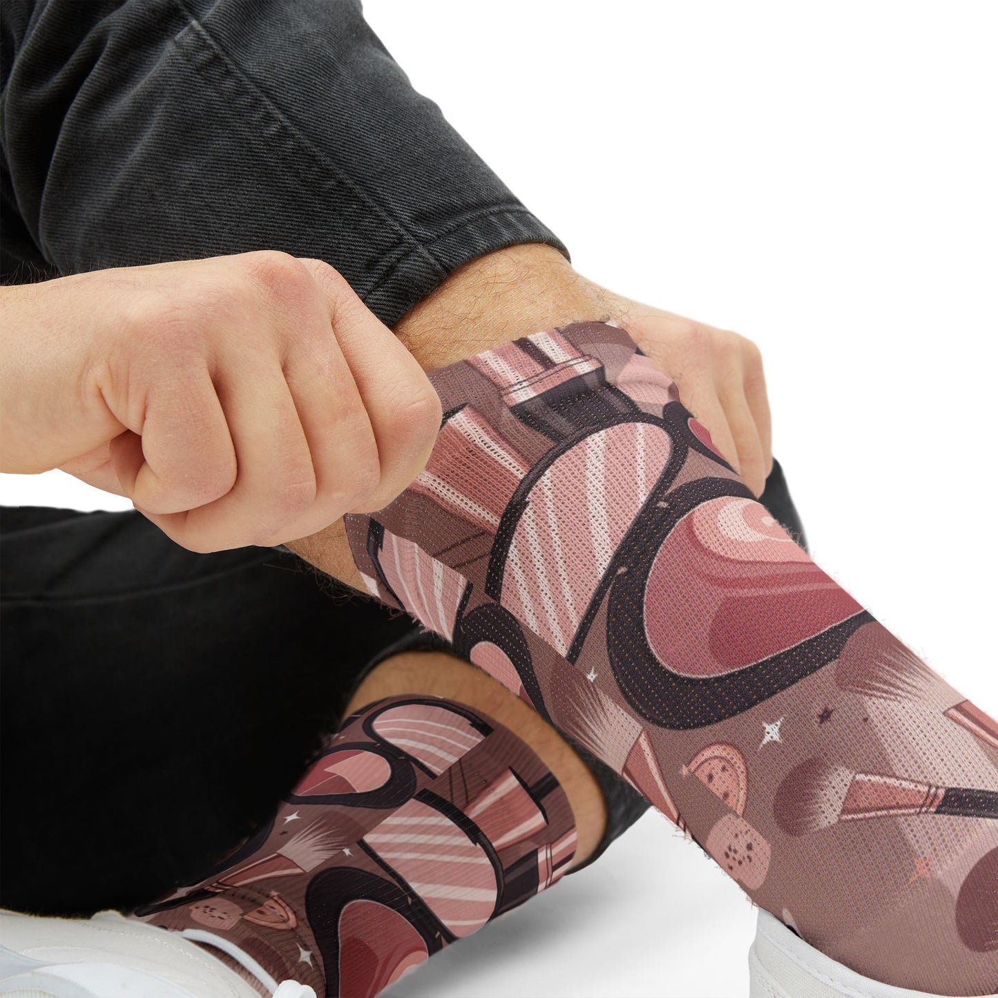 Makeup Icons Collage Socks