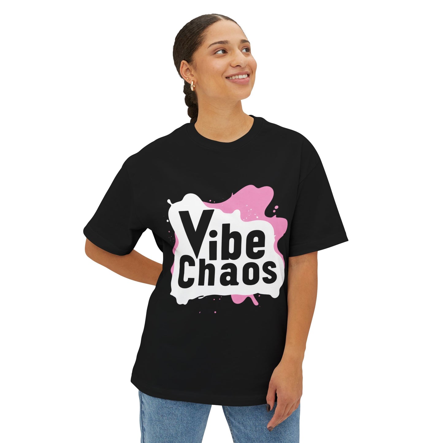 Vibe Chaos (Pink) - Unisex Oversized Boxy Tee