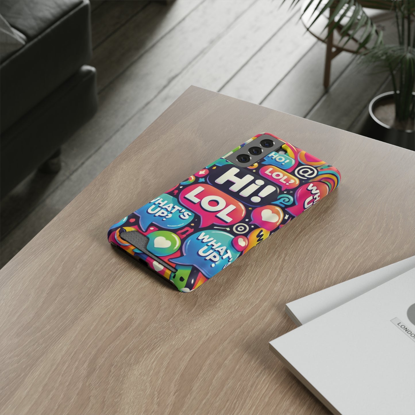 "Text Bubbles" - Phone Case With Card Holder - Creatively Designed Shop