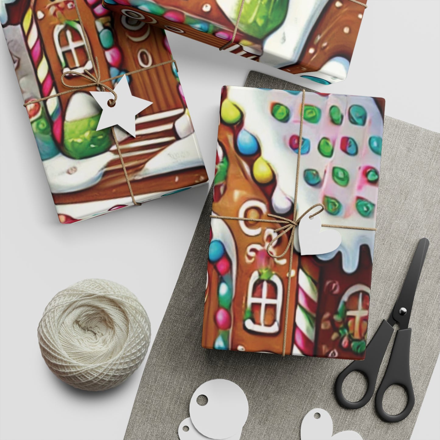 Gingerbread Village - Gift Wrapping Paper Sheets, 1pc - Creatively Designed Shop