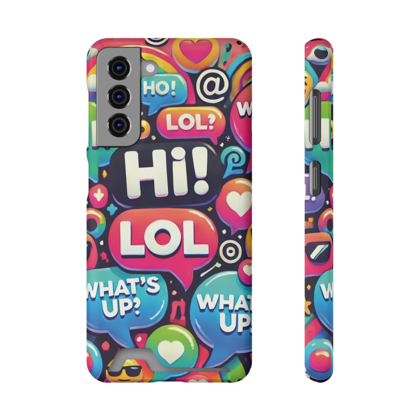 "Text Bubbles" - Phone Case With Card Holder - Creatively Designed Shop