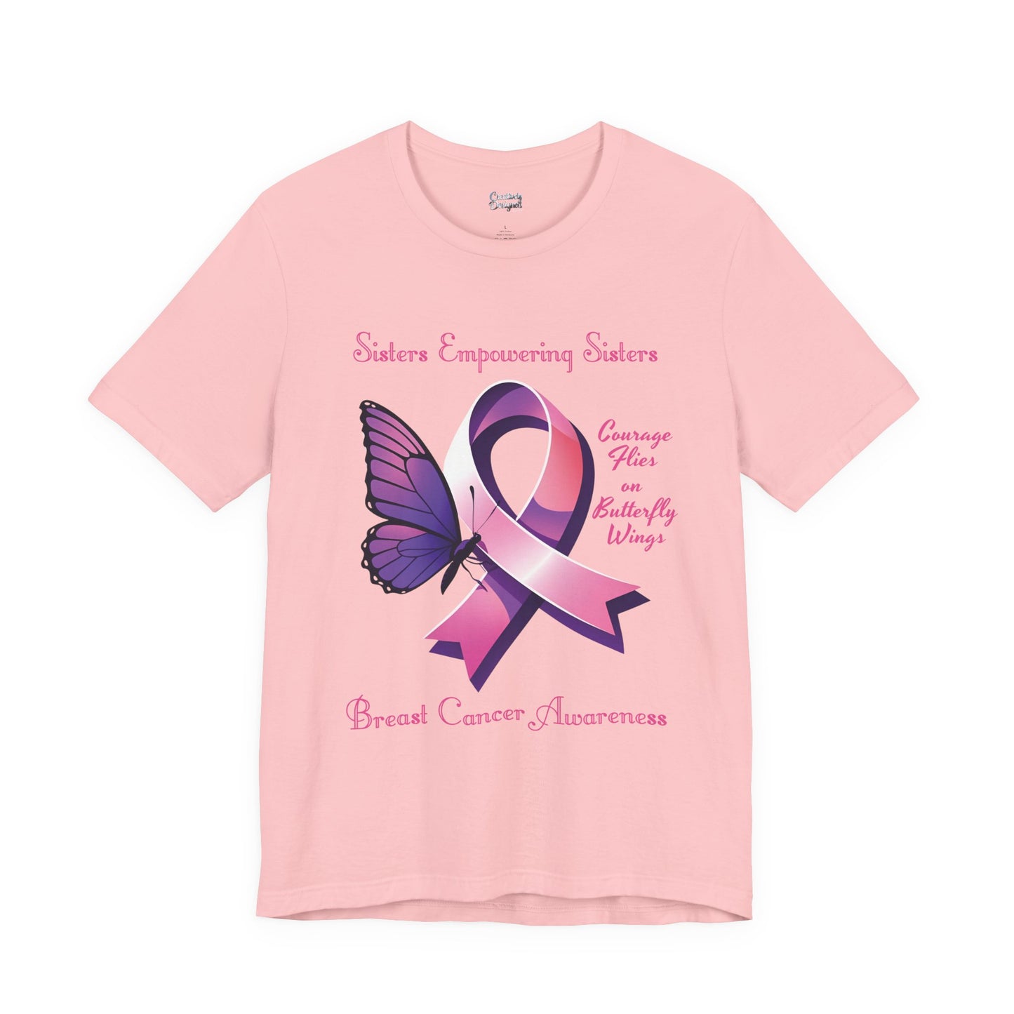 SES Breast Cancer Awareness "Courage Flies on Butterfly Wings" - Unisex Jersey Short Sleeve Tee
