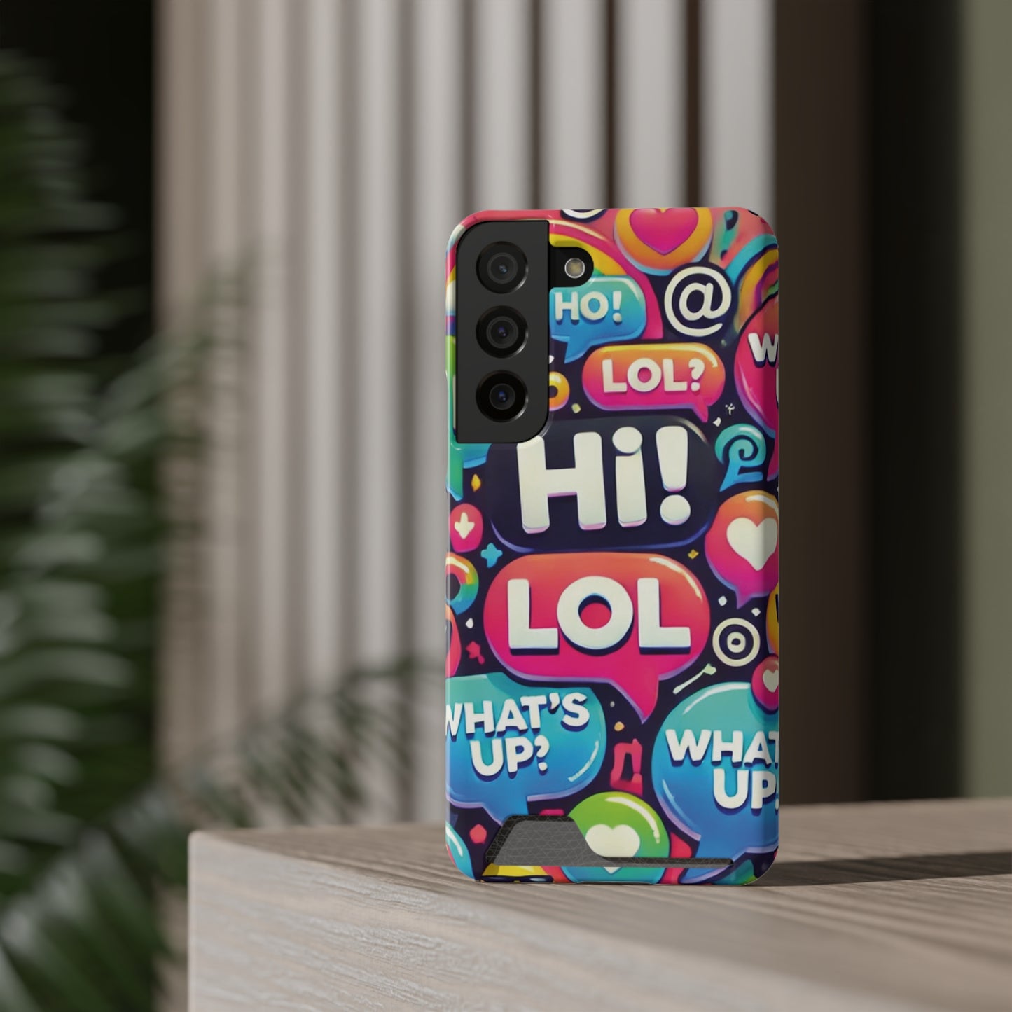 "Text Bubbles" - Phone Case With Card Holder - Creatively Designed Shop