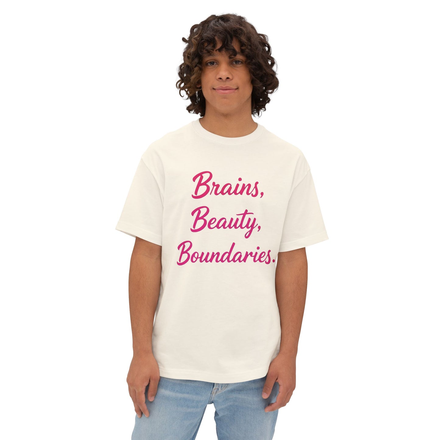 Brains, Beauty, Boundaries - Unisex Oversized Boxy Tee