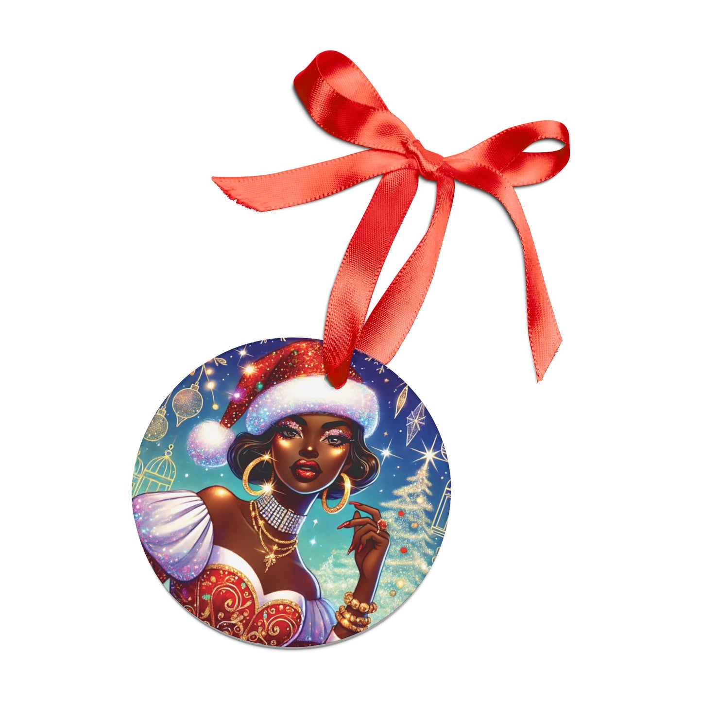 Christmas Beauty (Cultural) - Acrylic Ornament with Ribbon - Creatively Designed Shop