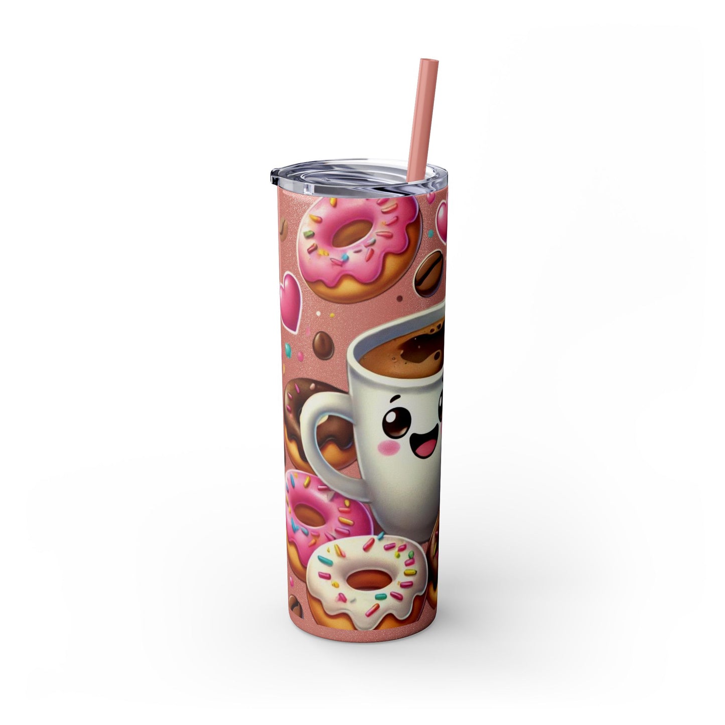 Coffee & Donuts - Skinny Tumbler with Straw, 20oz - Creatively Designed Shop