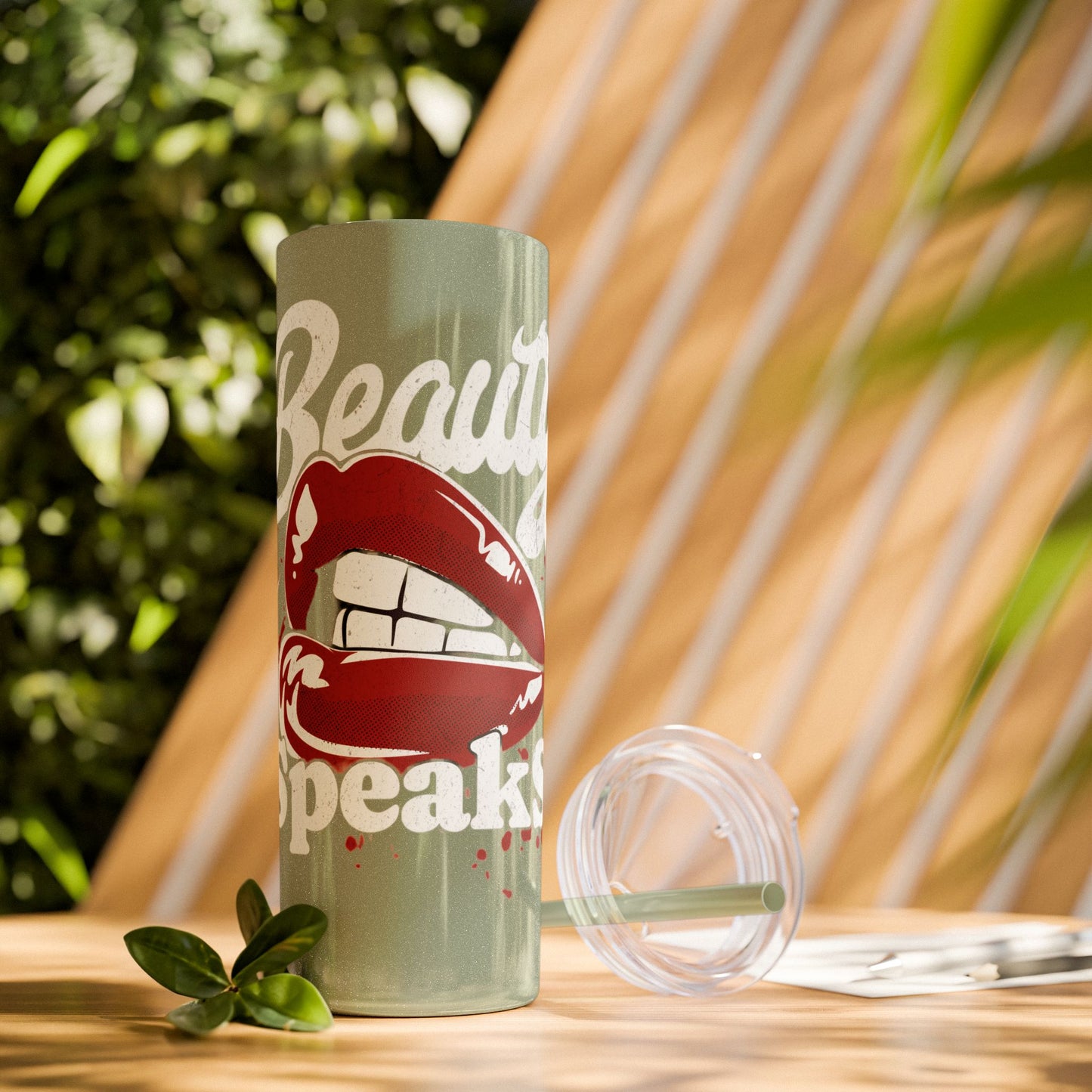 Beauty Speaks - Skinny Tumbler with Straw, 20oz - Creatively Designed Shop