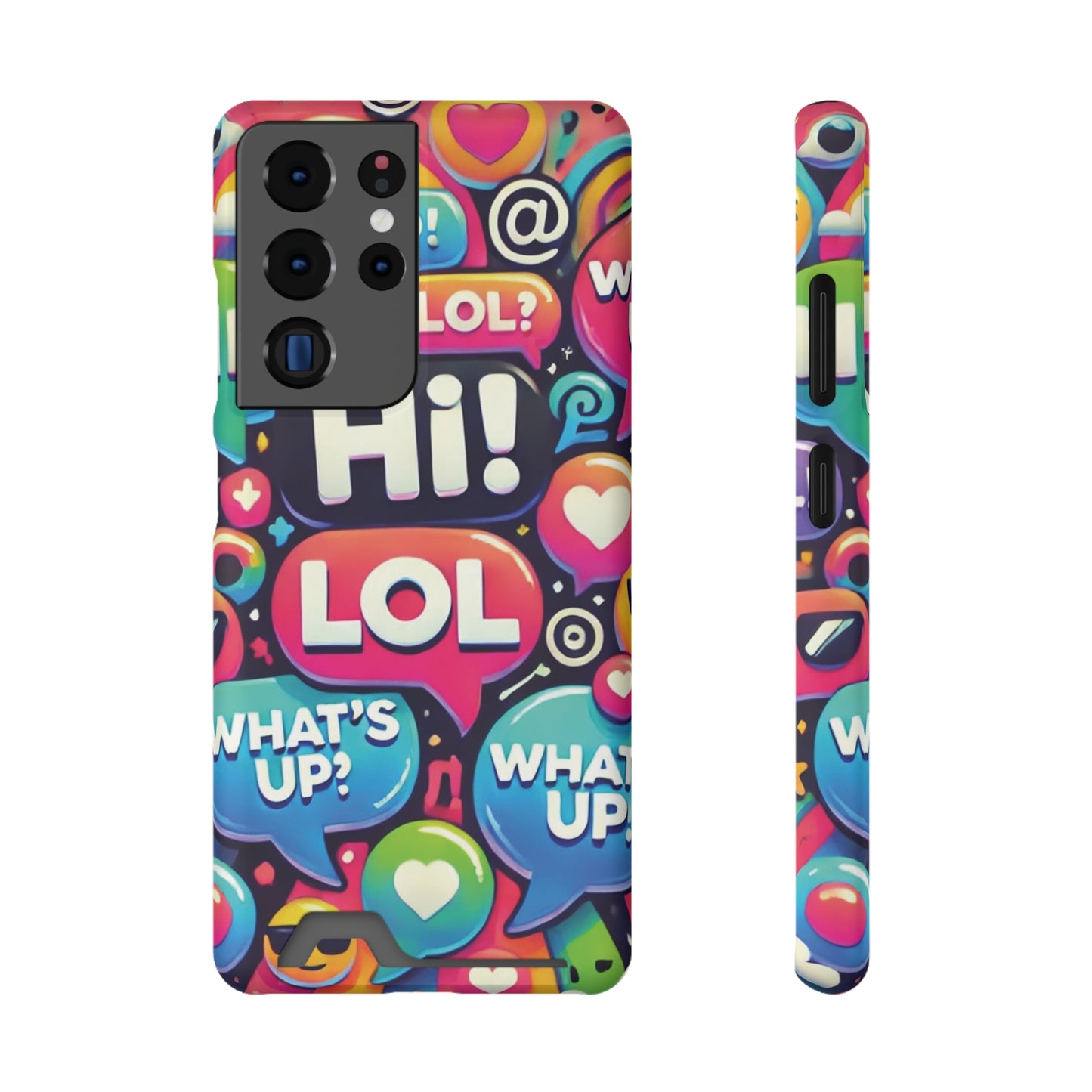 "Text Bubbles" - Phone Case With Card Holder - Creatively Designed Shop
