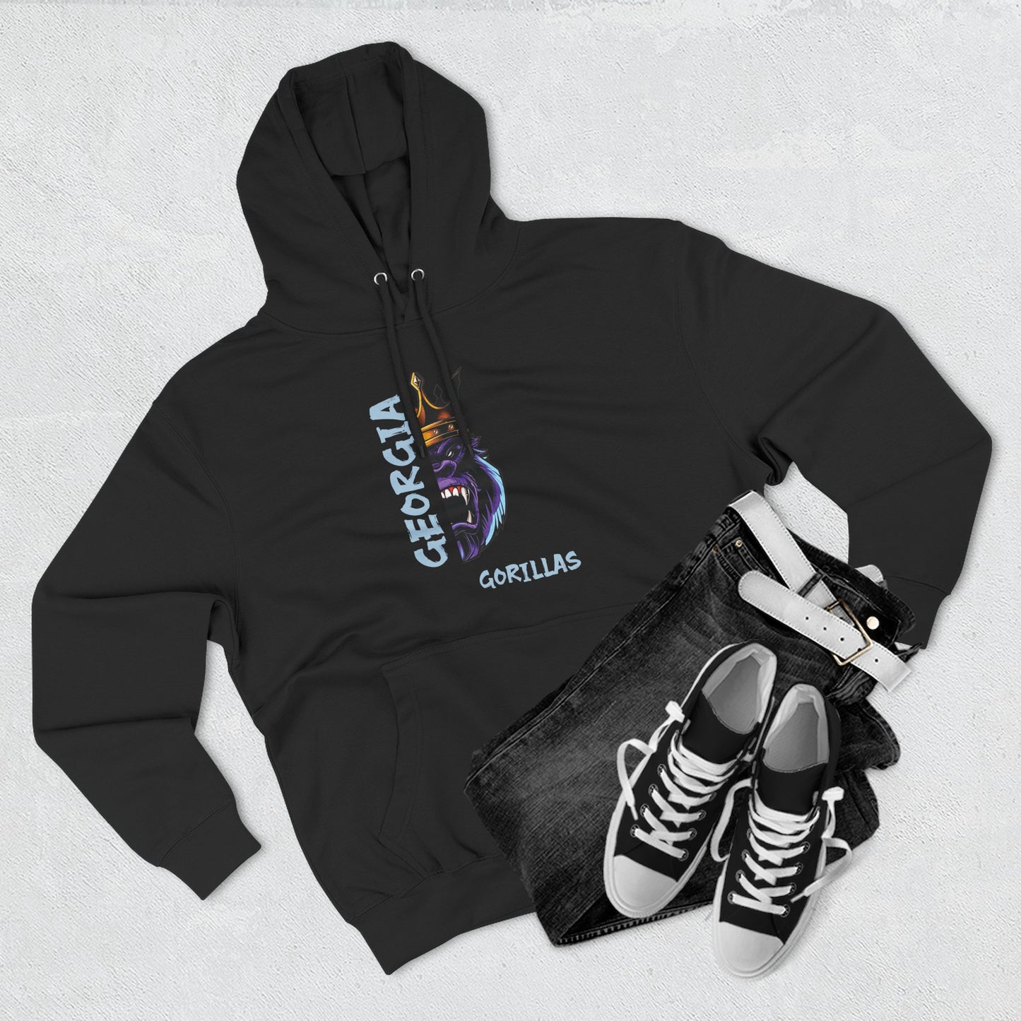 Georgia Gorillas - Three-Panel Fleece Hoodie - Creatively Designed Shop