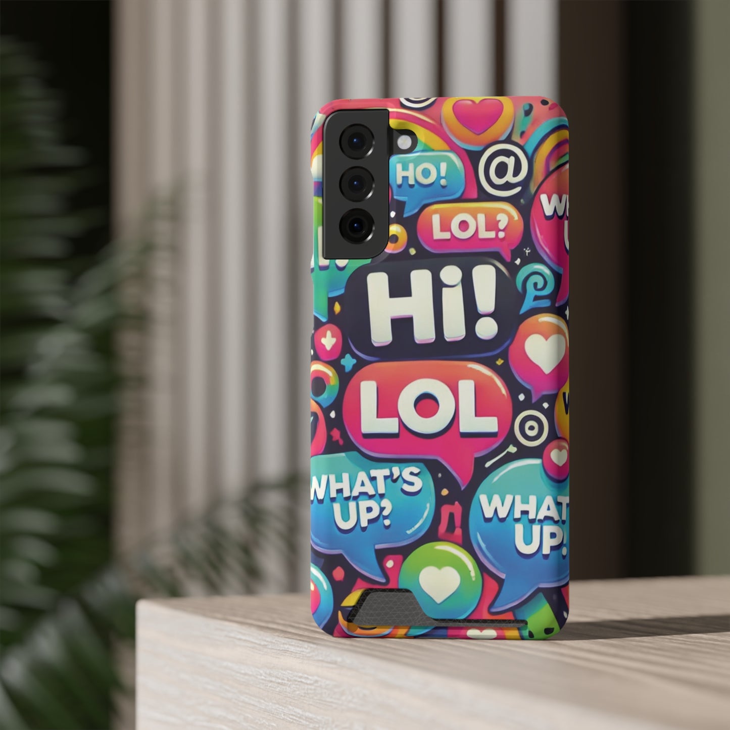 "Text Bubbles" - Phone Case With Card Holder - Creatively Designed Shop