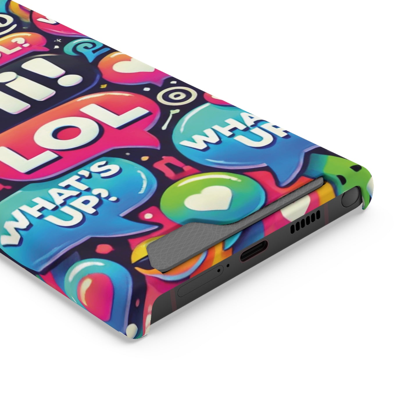 "Text Bubbles" - Phone Case With Card Holder - Creatively Designed Shop