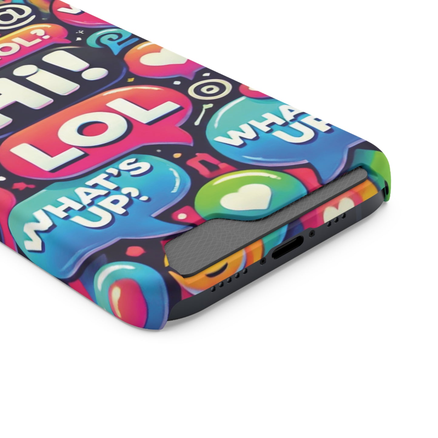 "Text Bubbles" - Phone Case With Card Holder - Creatively Designed Shop
