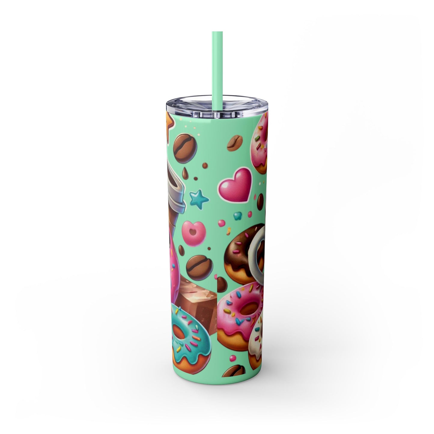 Coffee & Donuts - Skinny Tumbler with Straw, 20oz - Creatively Designed Shop