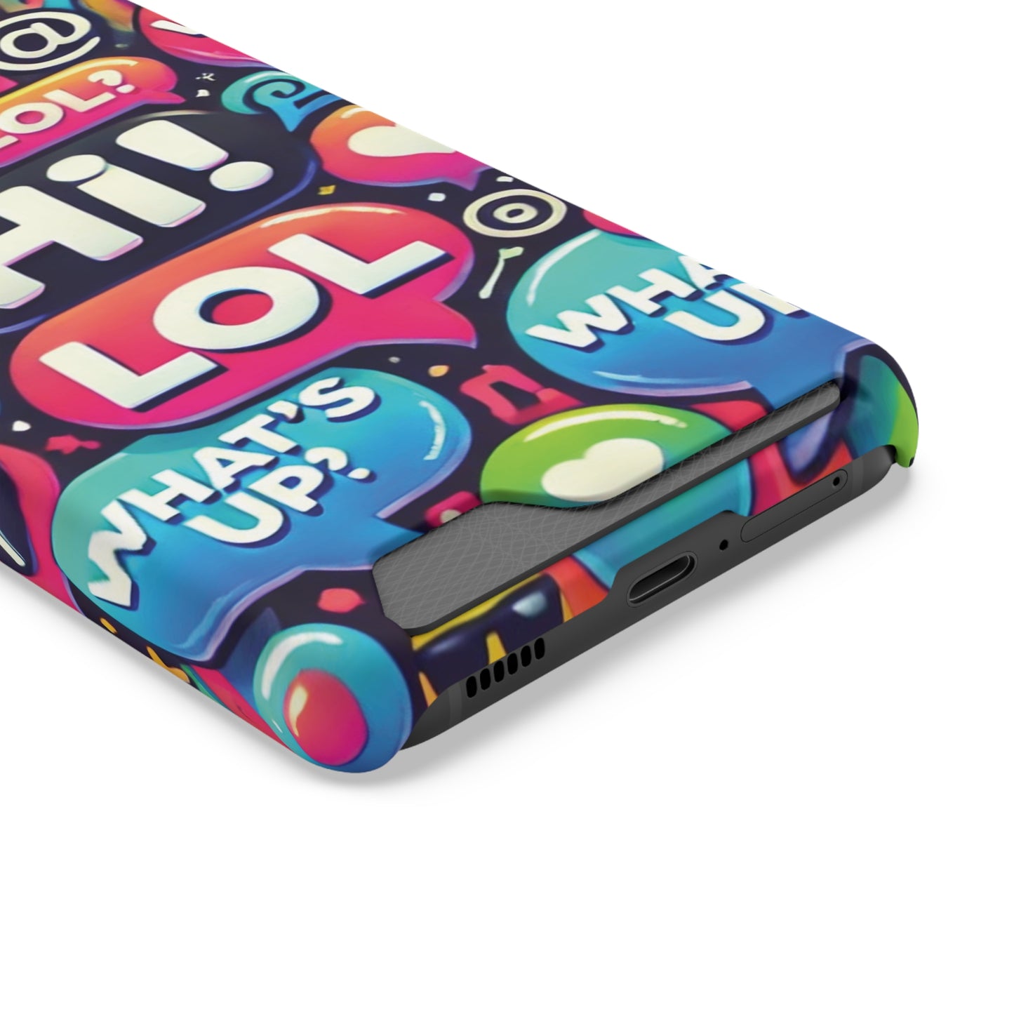 "Text Bubbles" - Phone Case With Card Holder - Creatively Designed Shop