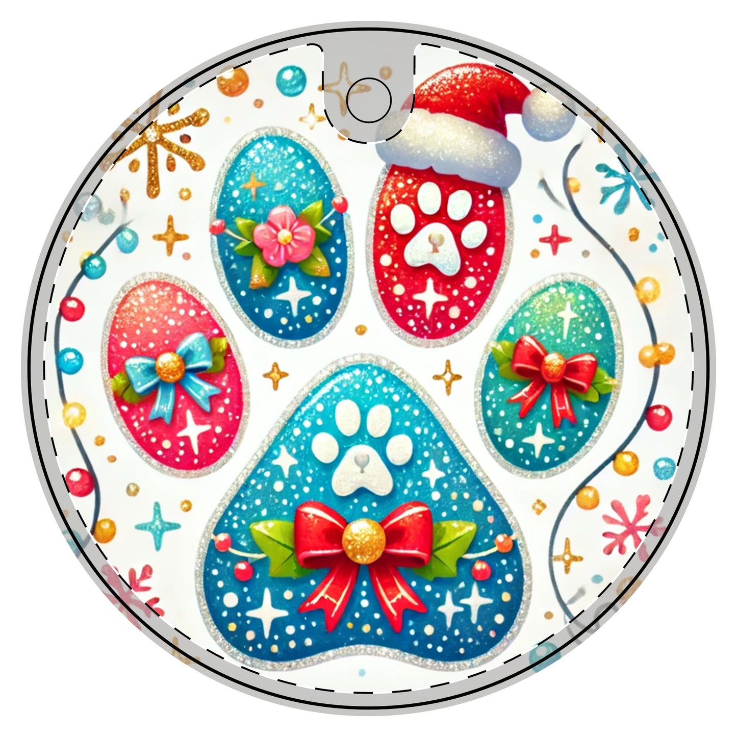 Festive Paw Print - Ceramic Decoration Ornament, (1pc) - Creatively Designed Shop