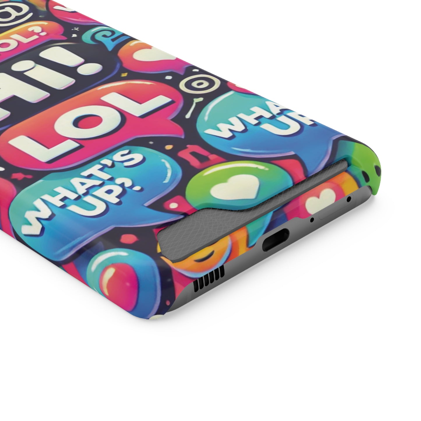 "Text Bubbles" - Phone Case With Card Holder - Creatively Designed Shop