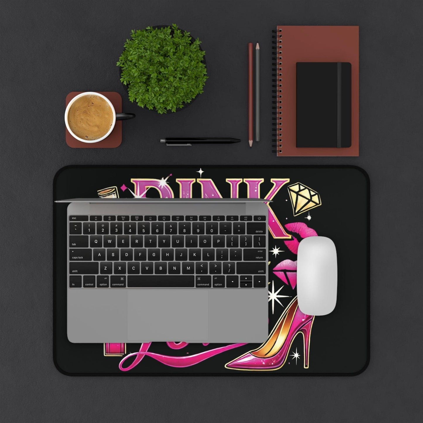 "Pink, Sip & Love" - Desk Mat - Creatively Designed Shop