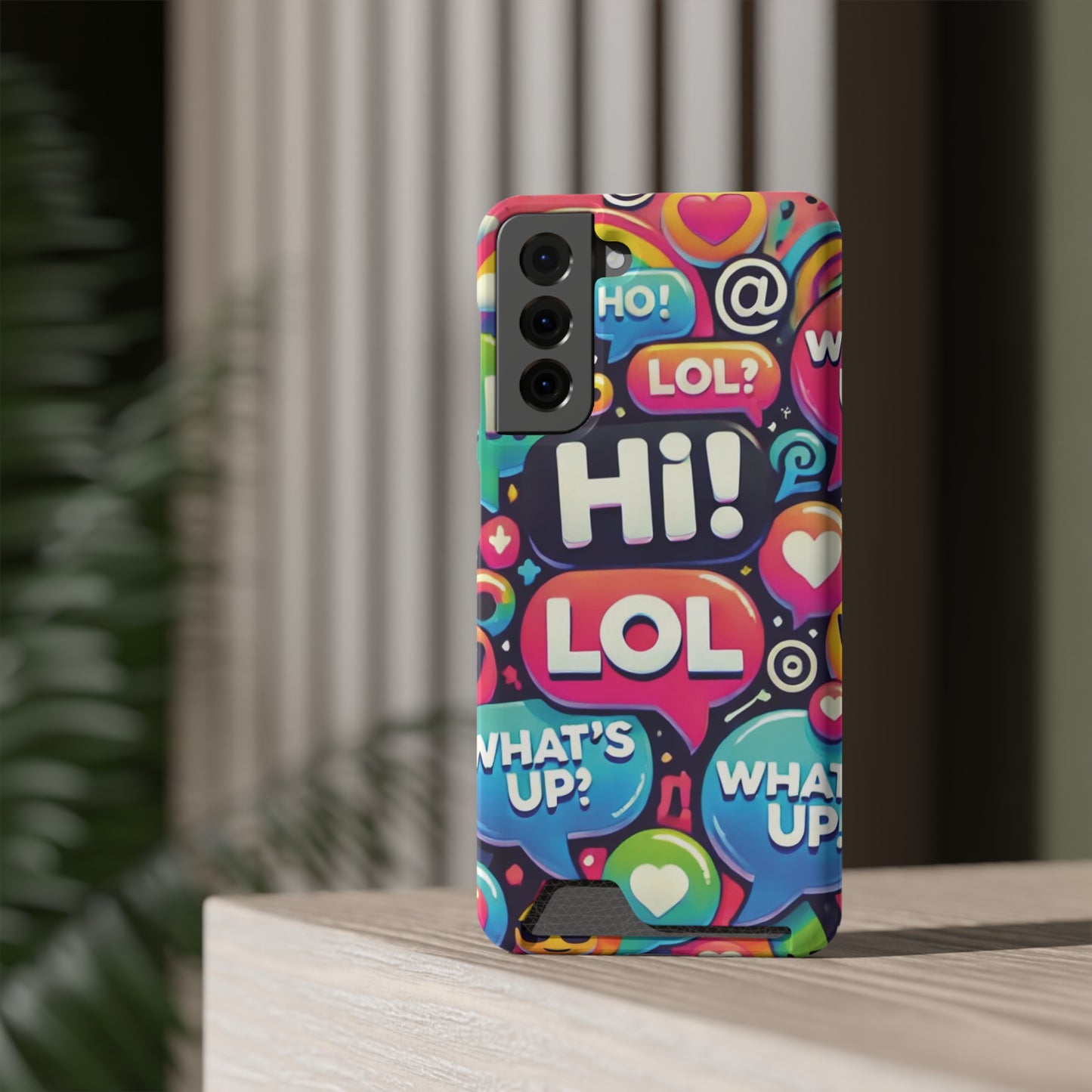 "Text Bubbles" - Phone Case With Card Holder - Creatively Designed Shop