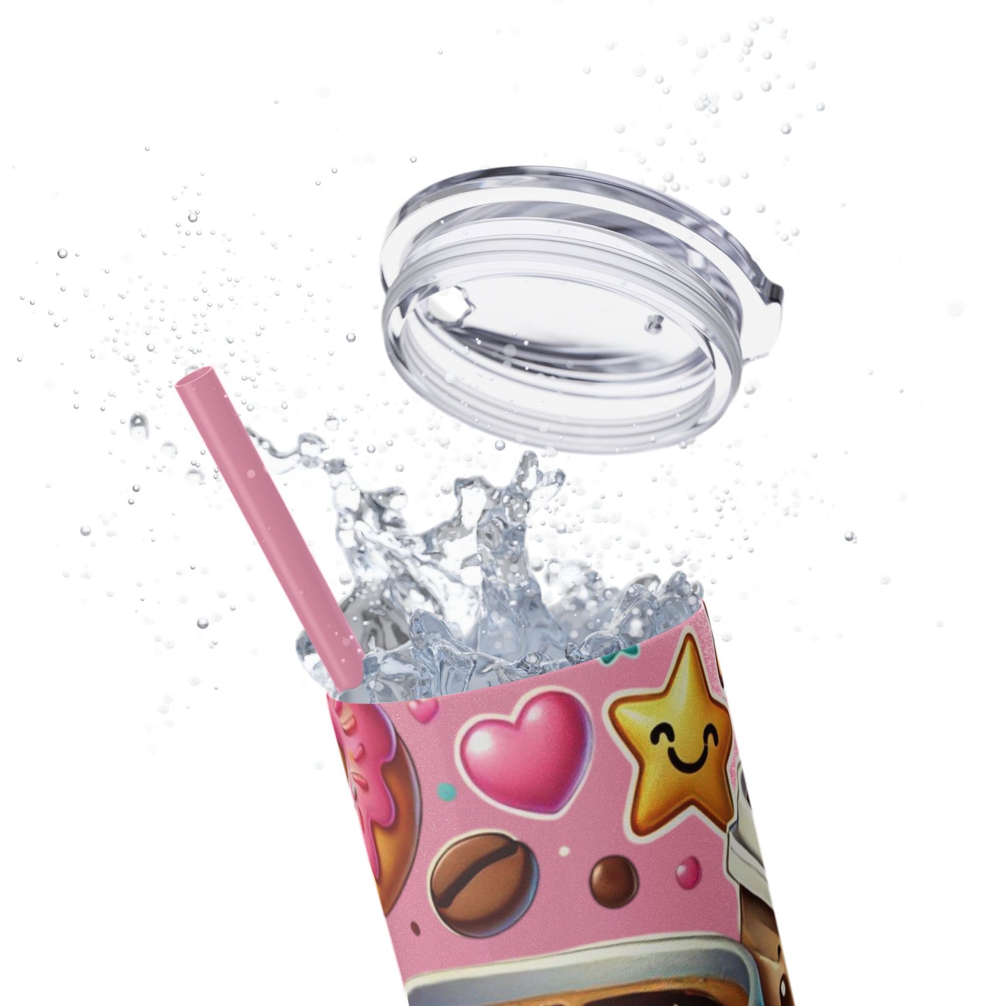 Coffee & Donuts - Skinny Tumbler with Straw, 20oz - Creatively Designed Shop