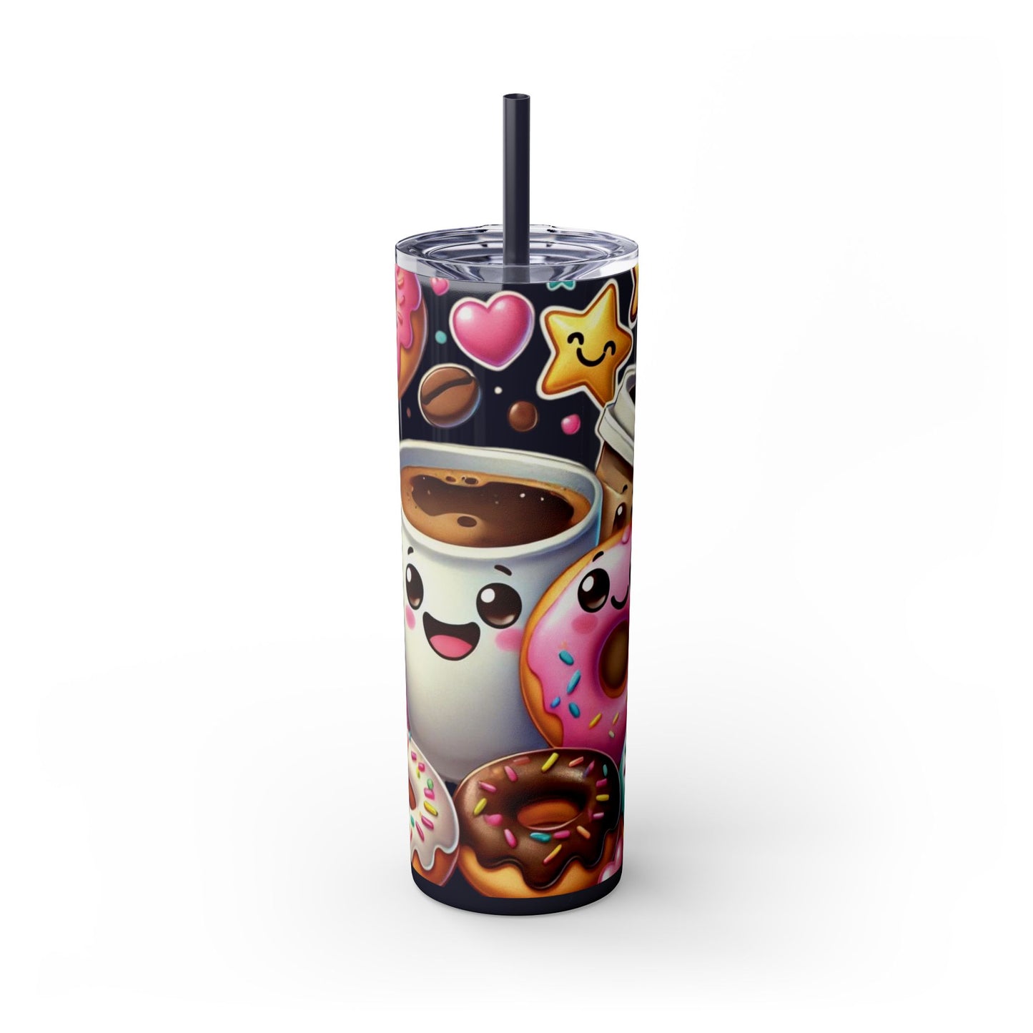 Coffee & Donuts - Skinny Tumbler with Straw, 20oz - Creatively Designed Shop