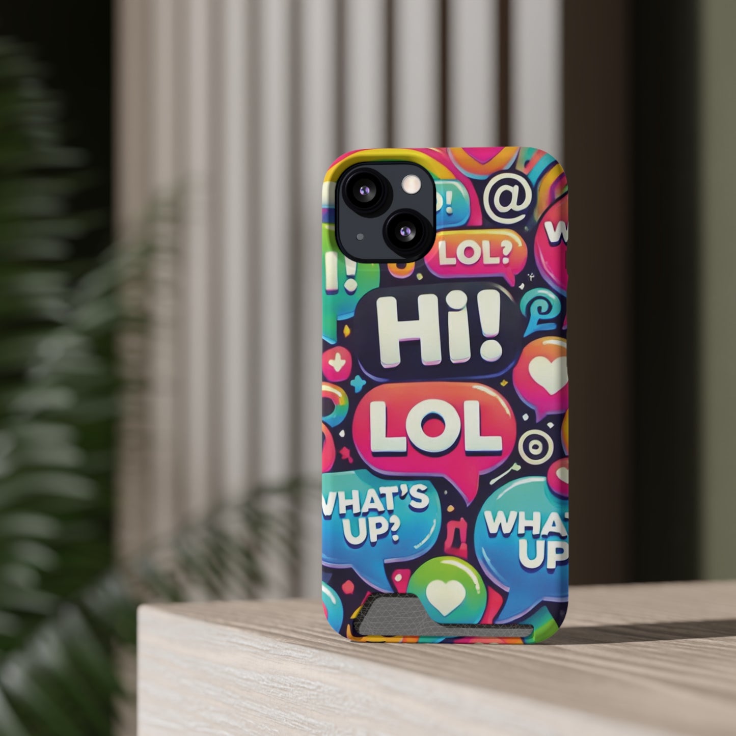 "Text Bubbles" - Phone Case With Card Holder - Creatively Designed Shop