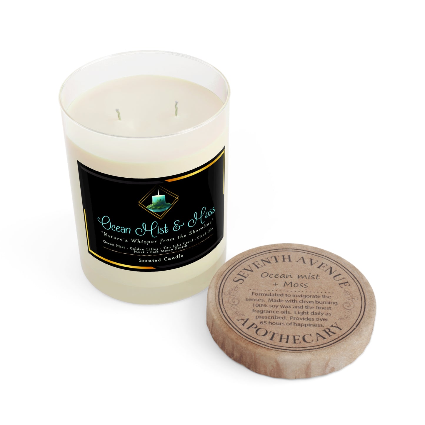 Ocean Mist & Moss - Scented Candle - Full Glass, 11oz