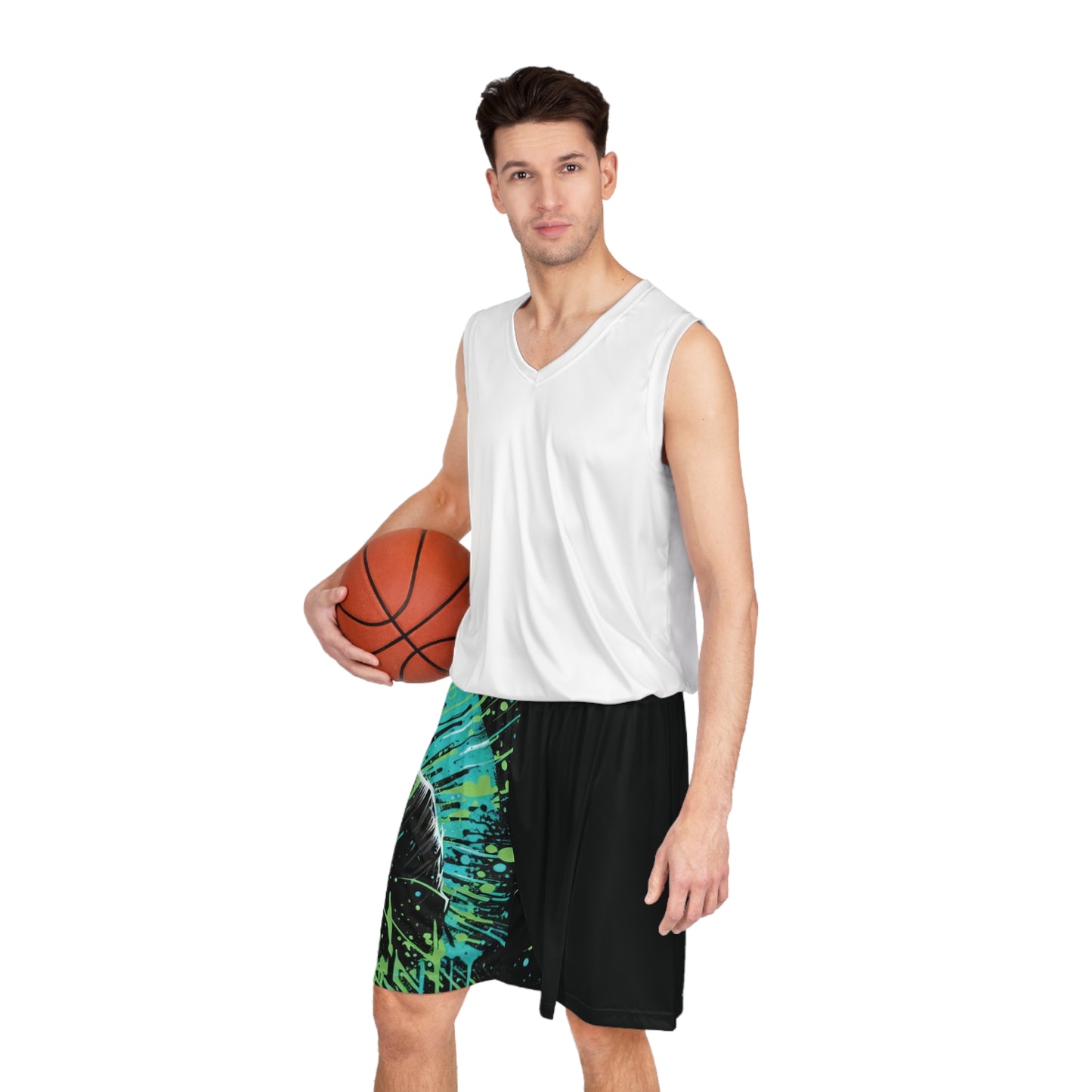 Mystery in Splatter - Basketball Shorts (AOP) - Creatively Designed Shop
