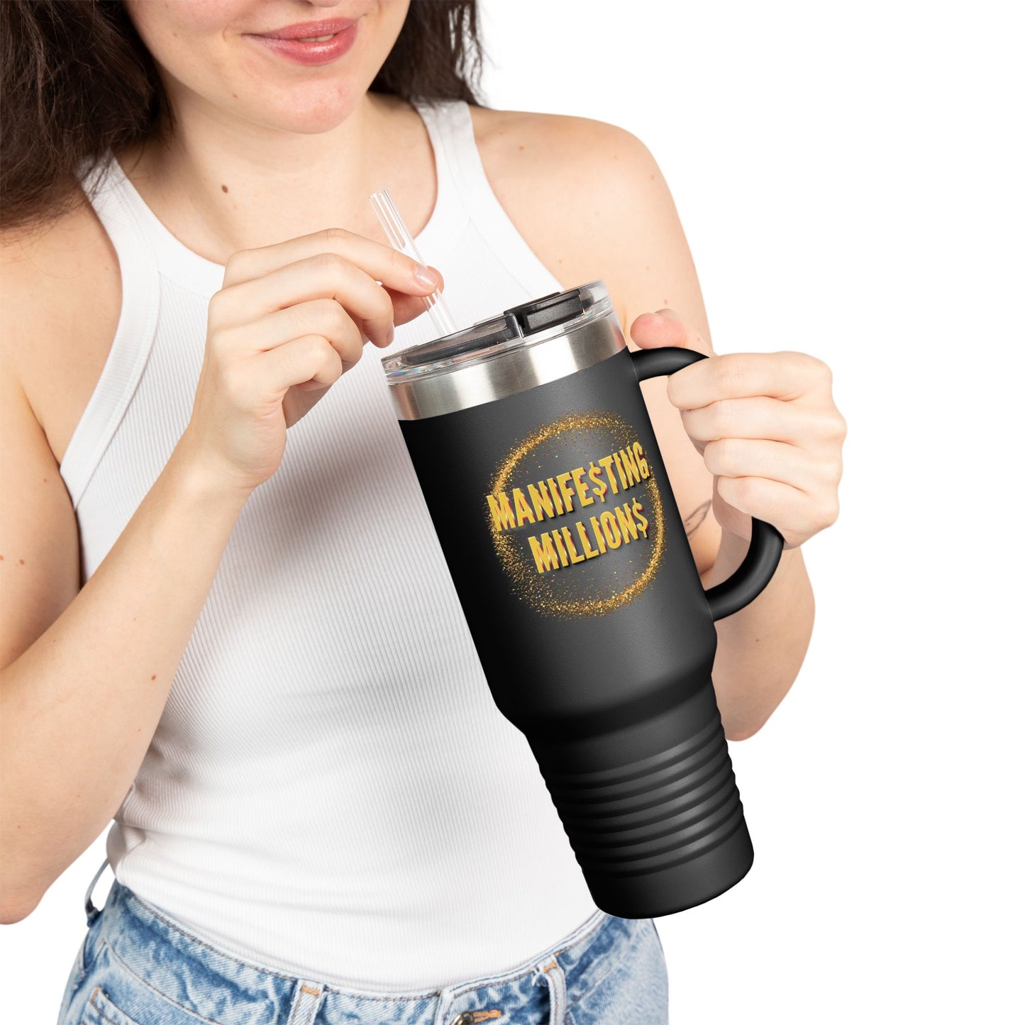 "Manifesting Millions" - Insulated Travel Mug, 40oz