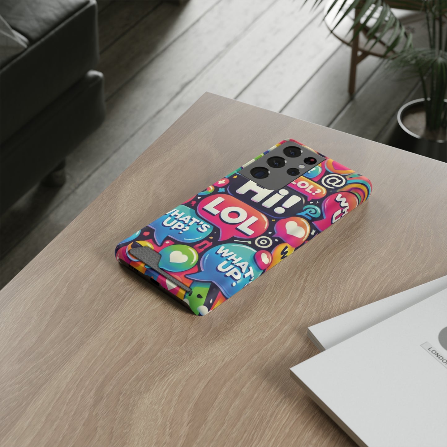 "Text Bubbles" - Phone Case With Card Holder - Creatively Designed Shop