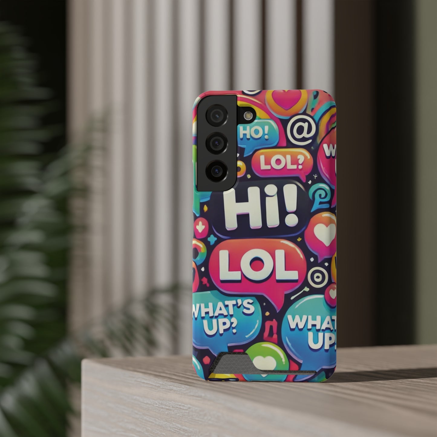 "Text Bubbles" - Phone Case With Card Holder - Creatively Designed Shop
